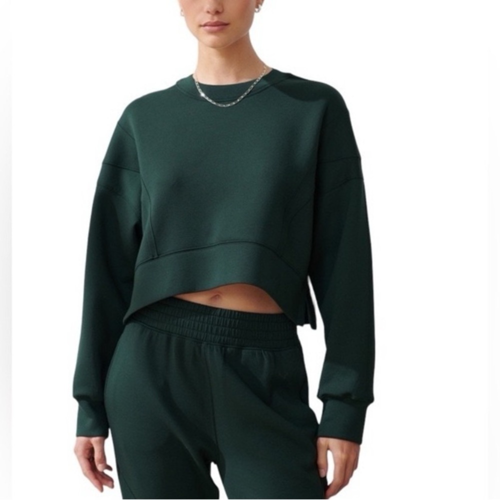 Abercrombie & Fitch YTB Neoknit Green Oversized Cropped Sweatshirt